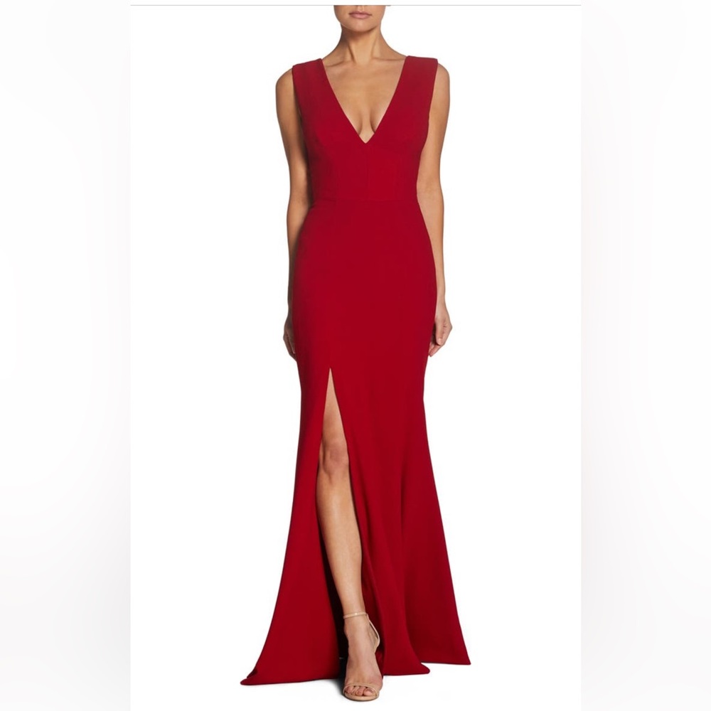 Dress the Population red crepe gown